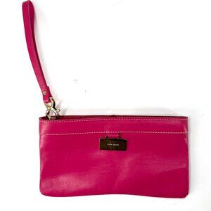 Kate Spade Pink Leather Wristlet Barbie Pink Polka Dot Lining